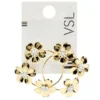 Boucles d'oreilles créoles avec 3 fleurs dorés
