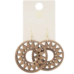 Boucles d'oreilles créoles bois filigrane marron