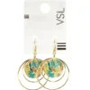 Boucles d'oreilles créoles doubles 2 ronds métal doré et bois marron