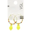 Boucles d'oreilles créoles fines dorées perles multicolores et citron pendant