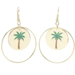 Boucles d'oreilles créoles palmier métal doré L4cm