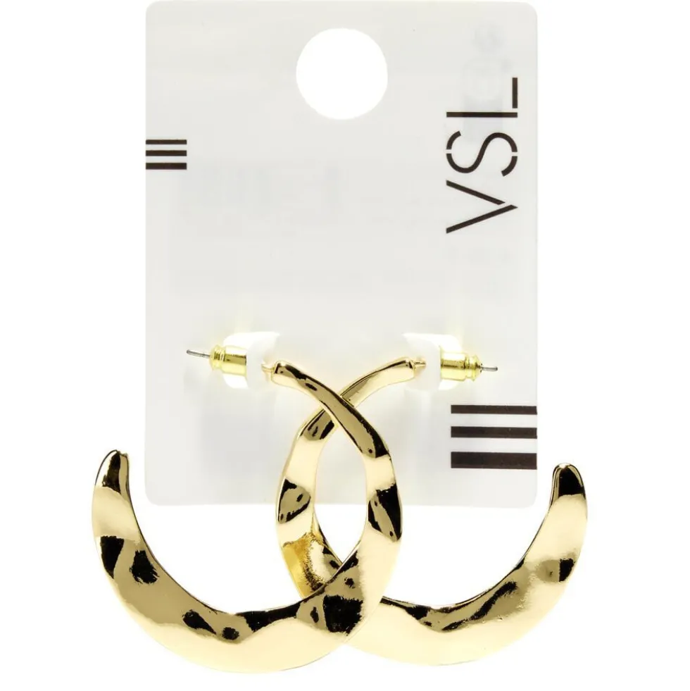 Boucles d'oreilles demi créoles martelées dorées