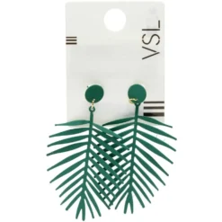 Boucles d'oreilles design feuille monstera violet effet mat