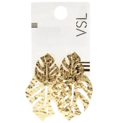 Boucles d'oreilles dorées feuille monstera