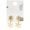 Boucles d'oreilles double fleur métal doré