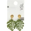 Boucles d'oreilles en bois en forme de feuille verte
