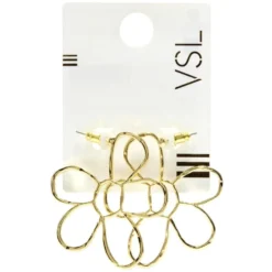 Boucles d'oreilles forme fleur marguerite ajourée zinc doré