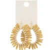 Boucles d'oreilles gouttes boutons raphia rose