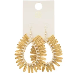 Boucles d'oreilles gouttes boutons raphia rose