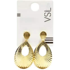 Boucles d'oreilles gouttes stries métal irisé argenté
