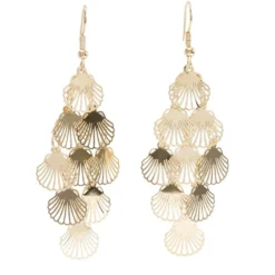 Boucles d'oreilles pendantes filigrane coquillage métal doré L5cm