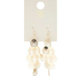 Boucles d'oreilles pendantes filigrane coquillage métal doré L5cm