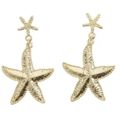 Boucles d'oreilles pendante étoile de mer zinc doré L2cm