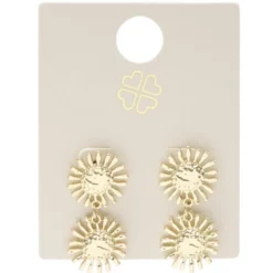 Boucles d'oreilles soleil double zinc doré L3cm