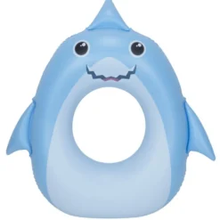 Bouée gonfable requin Squichy plastique bleu Ø60cm