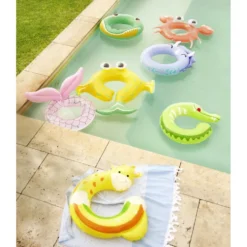 Bouée gonflable enfant forme poisson jaune gros yeux 75x72xH20cm