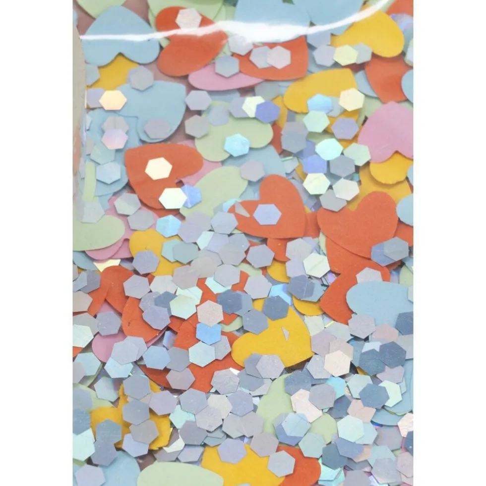 Bouée gonflable Funky coeur rose intérieur paillettes multicolores 90x100cm