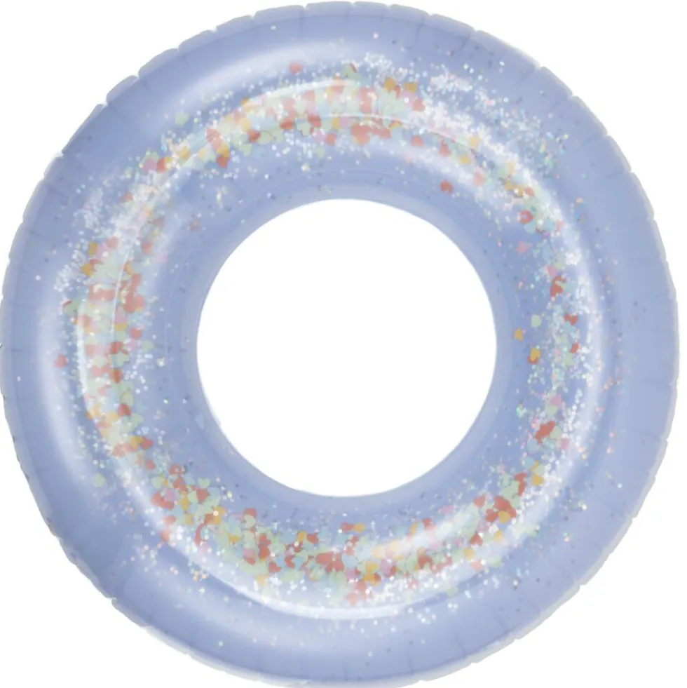 Bouée gonflable Funky transparente intérieur paillettes et coeurs multicolores Ø95cm