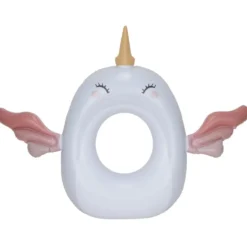 Bouée gonflable licorne Squichy plastique blanc et rose 91x116cm