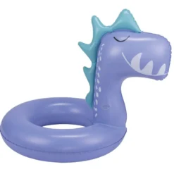 Bouée ronde enfant tête dinosaure plastique bleu Ø60cm