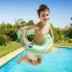 Bouée ronde en plastique forme crocodile vert Ø60cm