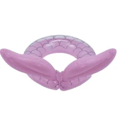 Bouée ronde en plastique ouverte design queue de sirène rose 48x55cm