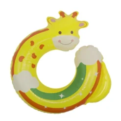 Bouée ronde en plastique ouverte design girafe jaune Ø65cm