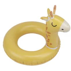 Bouée ronde tête de girafe plastique jaune Ø60cm