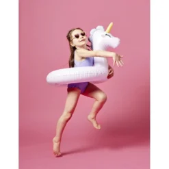Bouée ronde tête de licorne plastique blanc Ø60cm