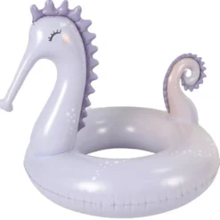 Bouée ronde tête d'hippocampe en plastique gris L101xH86cm