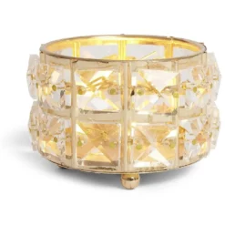 Bougeoir à strass Ø8,5cm verre et métal argenté