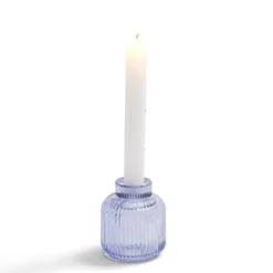 Bougeoir verre double usage bleu Ø7xH8,5cm