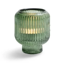 Bougeoir verre double usage vert Ø7xH8,5cm