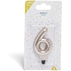 Bougie anniversaire chiffre 6 rose gold