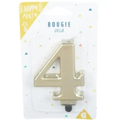 Bougie anniversaire chiffre 4 mat doré