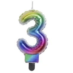 Bougie anniversaire chiffre 3 iridescent