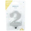 Bougie anniversaire chiffre 2 mat argenté