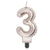 Bougie anniversaire chiffre 3 rose gold