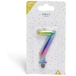 Bougie anniversaire chiffre 7 iridescent