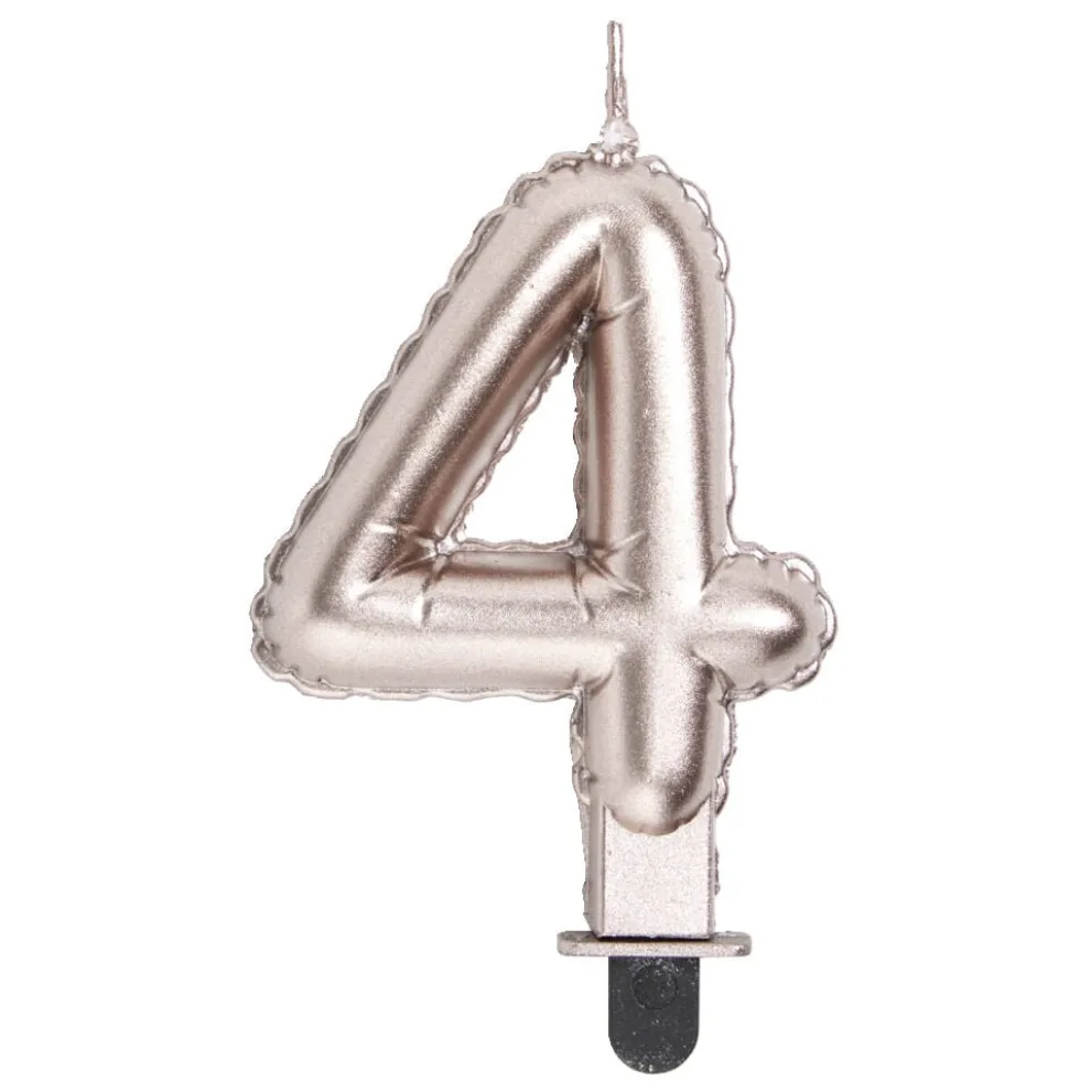 Bougie anniversaire chiffre 4 rose gold