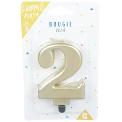 Bougie anniversaire chiffre 2 mat doré