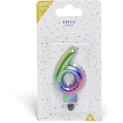 Bougie anniversaire chiffre 6 iridescent