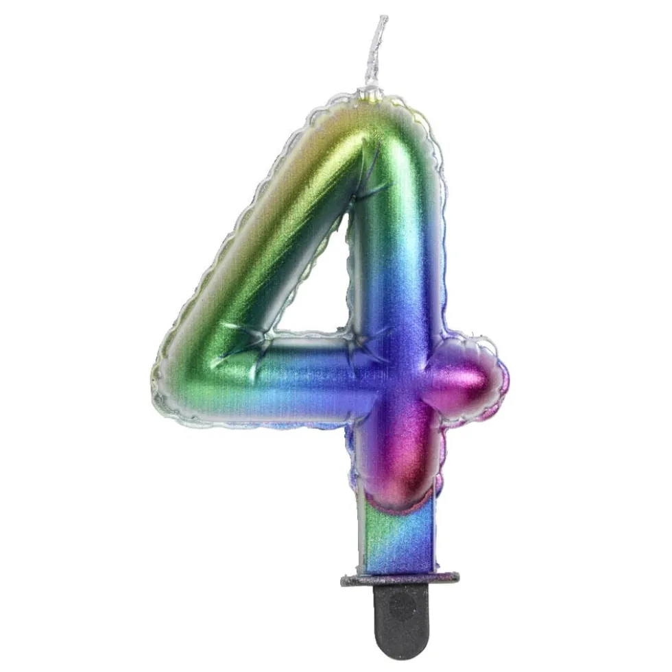 Bougie anniversaire chiffre 4 iridescent