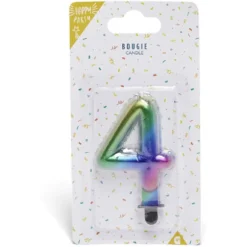 Bougie anniversaire chiffre 4 iridescent