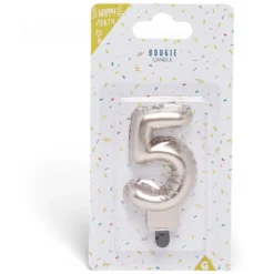 Bougie anniversaire chiffre 5 rose gold