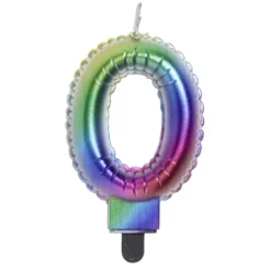 Bougie anniversaire chiffre 0 iridescent