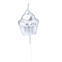 Bougie anniversaire cupcake argenté x 5