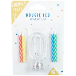Bougie anniversaire lumineuse à led chiffre 0