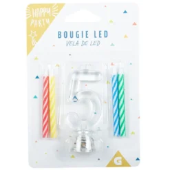 Bougie anniversaire lumineuse à led chiffre 5