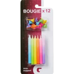Bougie anniversaire multicolore dégradé x12